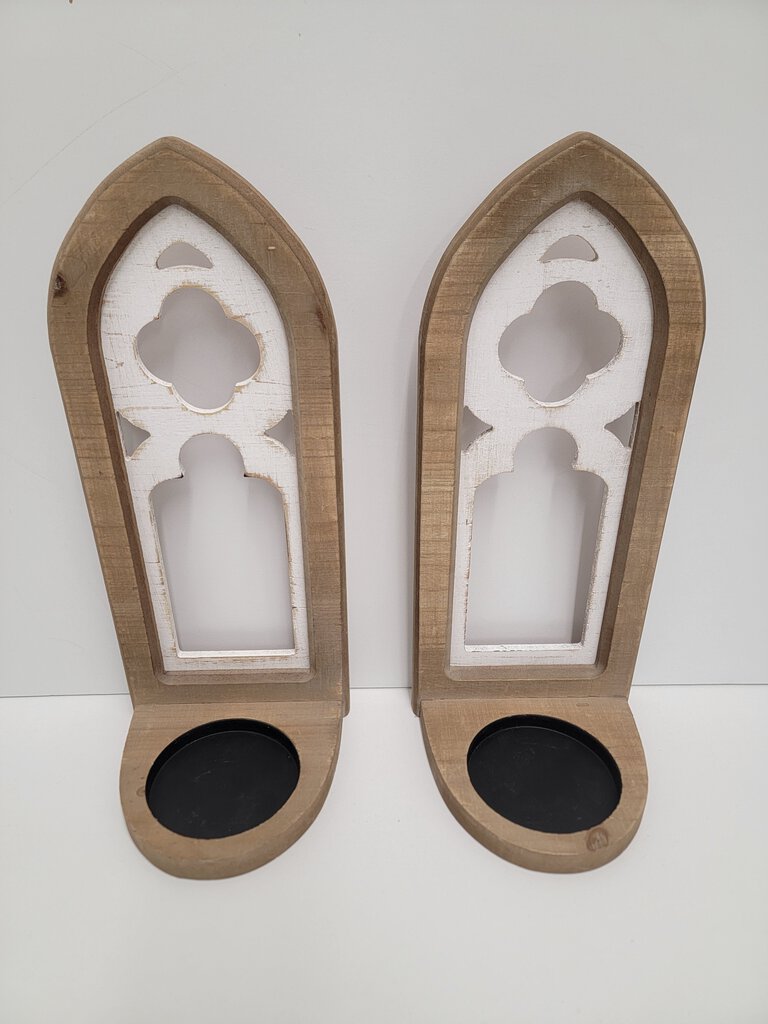Set of 2 Wooden Candle Sconces