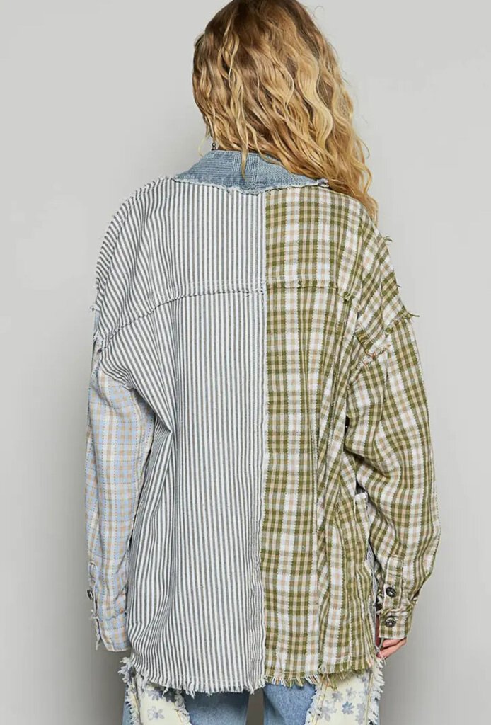 Contrast Printed Woven Cardigan Top