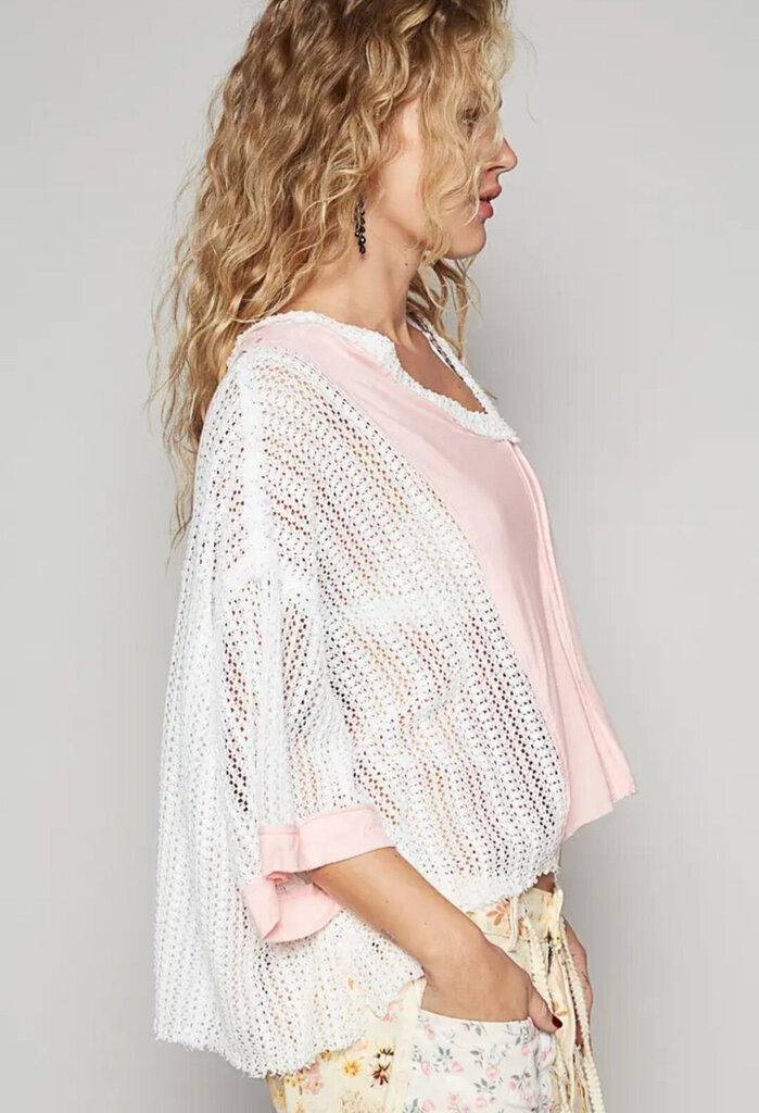 Floral Print Crochet Knit Top