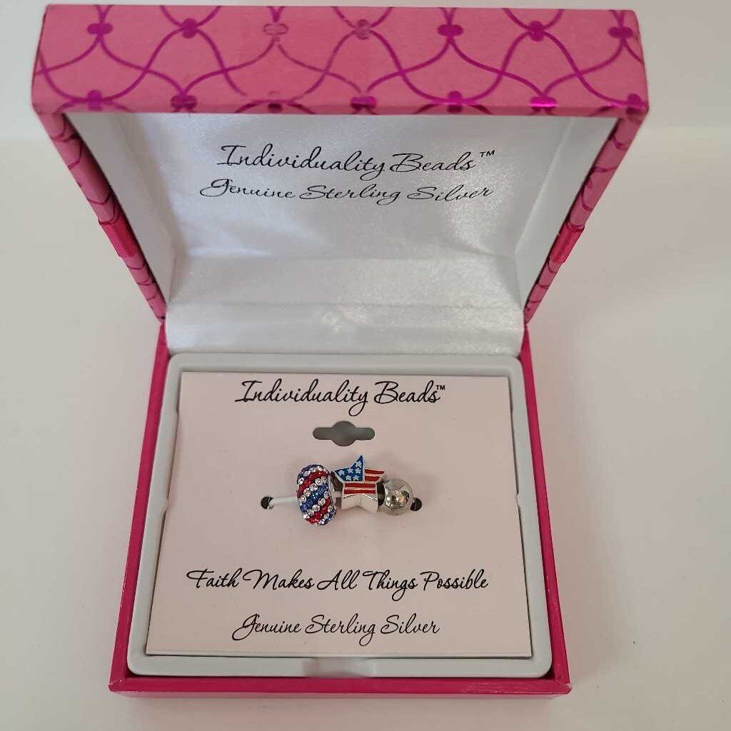 Patriotic 3Pc Sterling Silver Beads
