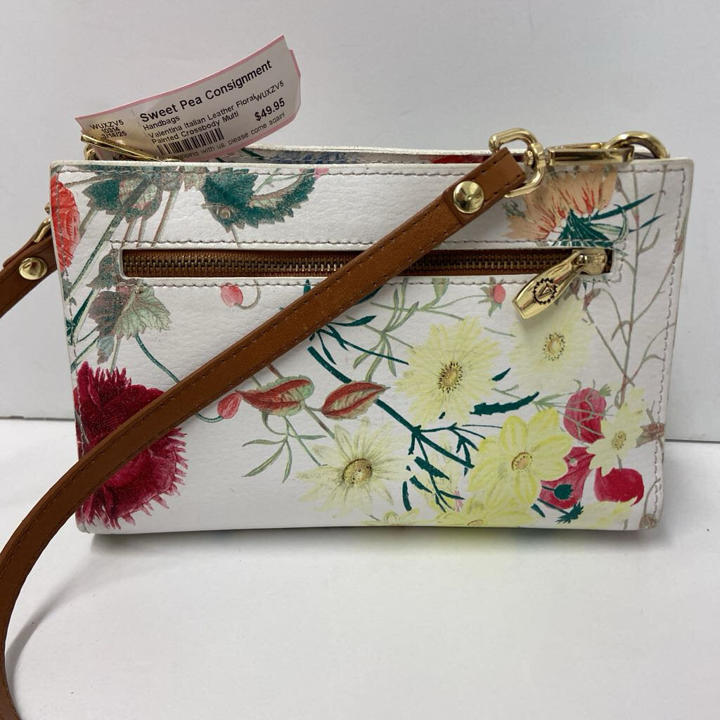 Italian Leather Floral Painted Crossbody
