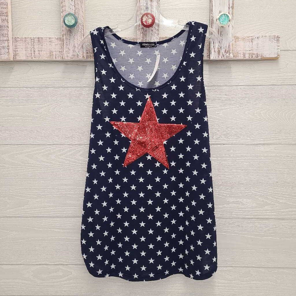 Womens Sequined Star Sleeveless Top