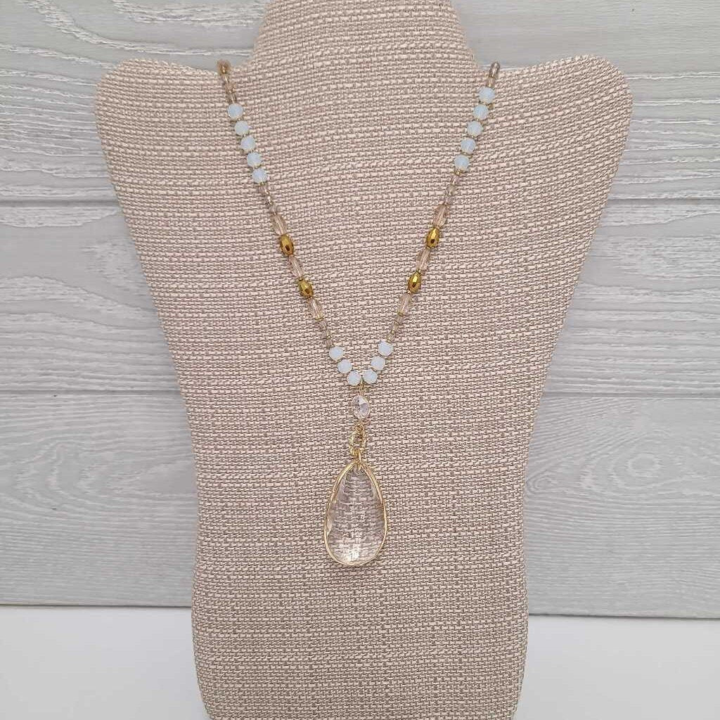 Large Teardrop Crystal/Bead Necklace