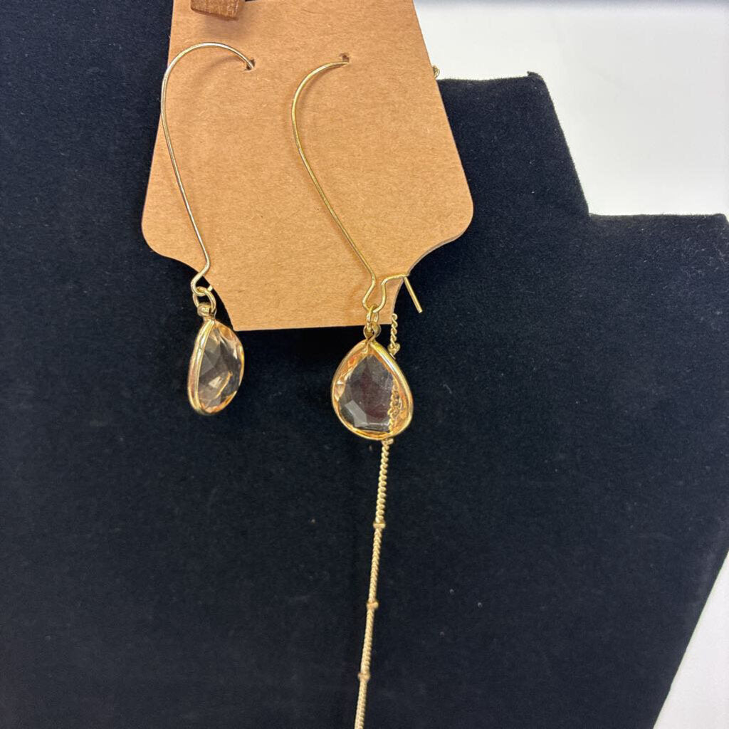Teardrop Crystal Wire Necklace/ER Set