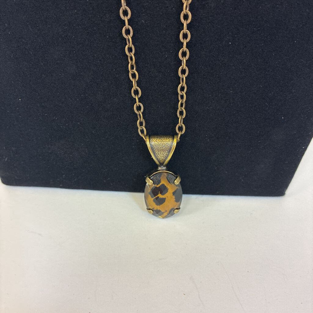 Leopard Stone Necklace/ER Set