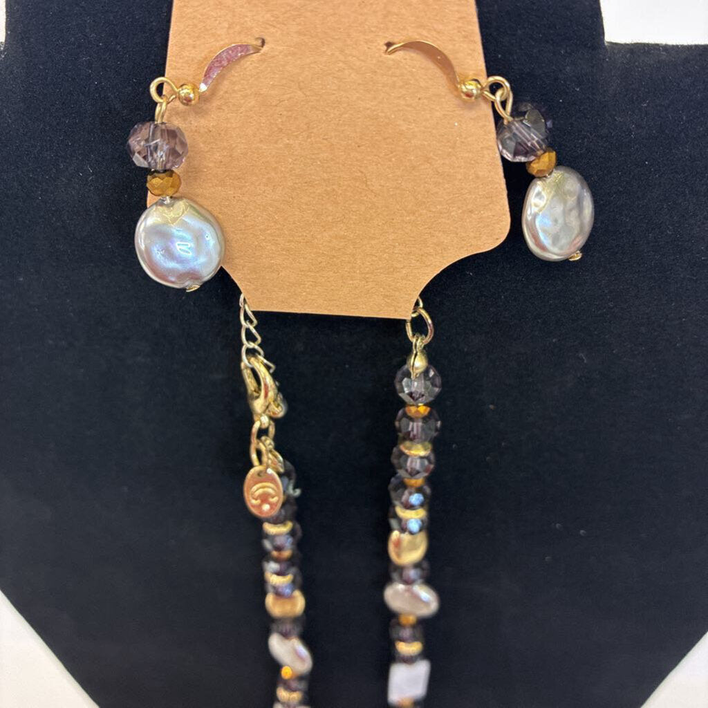Pearl Bead Necklace/ER Set