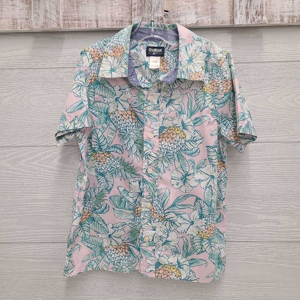 Boys Hawaiian Print Button-Up Shirt