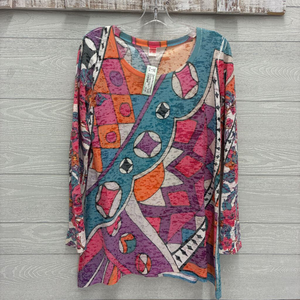 Womens L/S Abstract Print Top