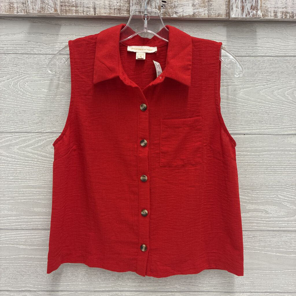 Womens Sleeveless Button-Up Shirt