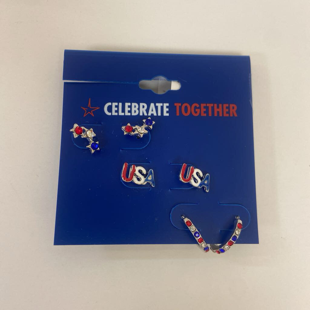 3pk Patriotic Earrings