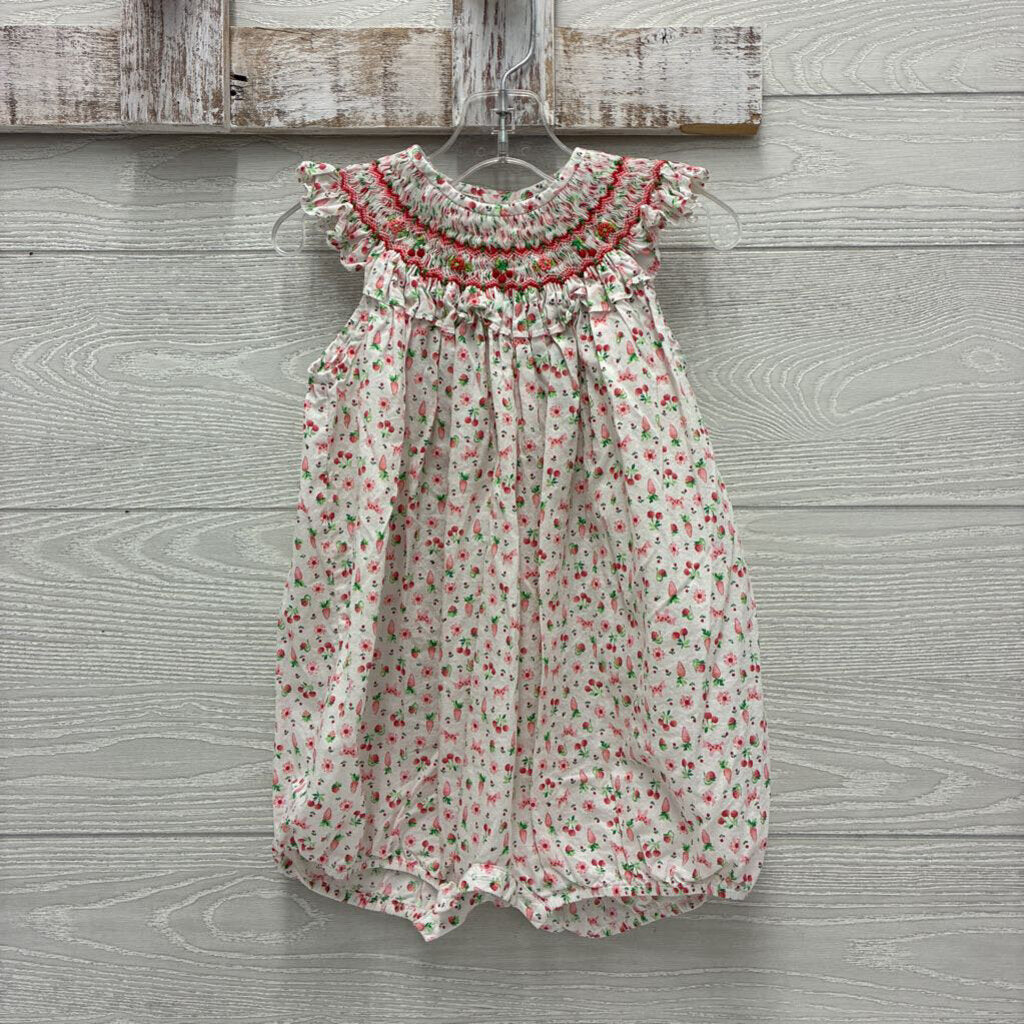 Girls Smocked Strawberry Romper