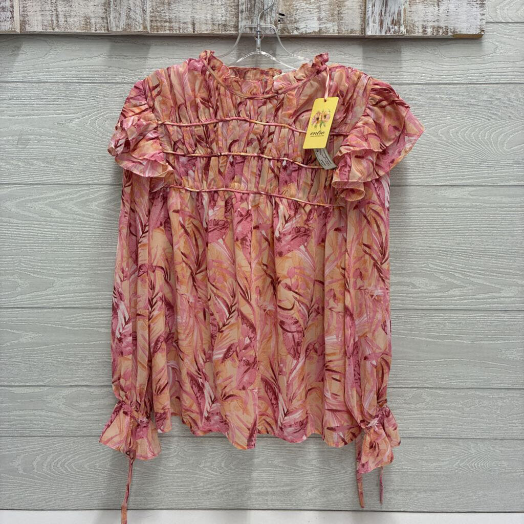 Womens Sheer Floral L/S Blouse *NEW*