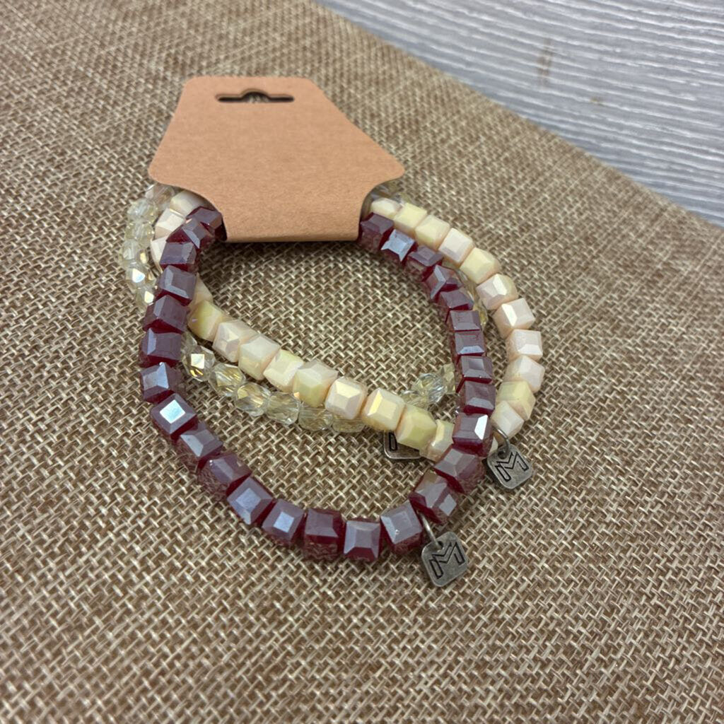3pc Glass Bead Bracelet Set
