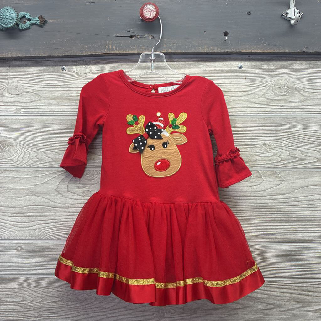 Girls Applique Reindeer Dress