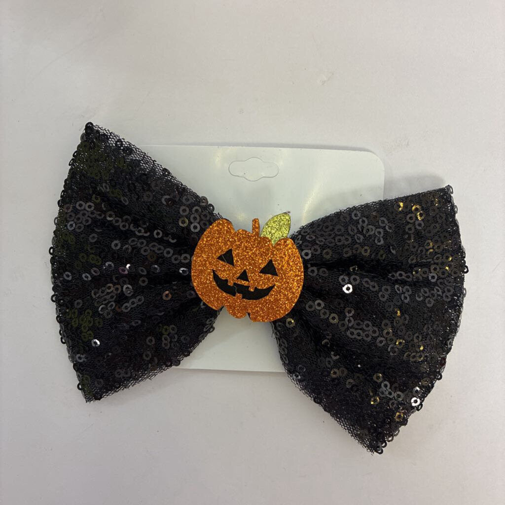 Girls Sequined Pumpkin Bow Clip *NEW*
