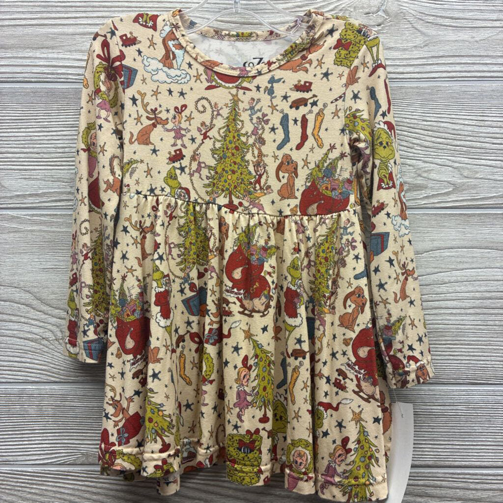 Girls Bamboo L/S Dress - The Grinch