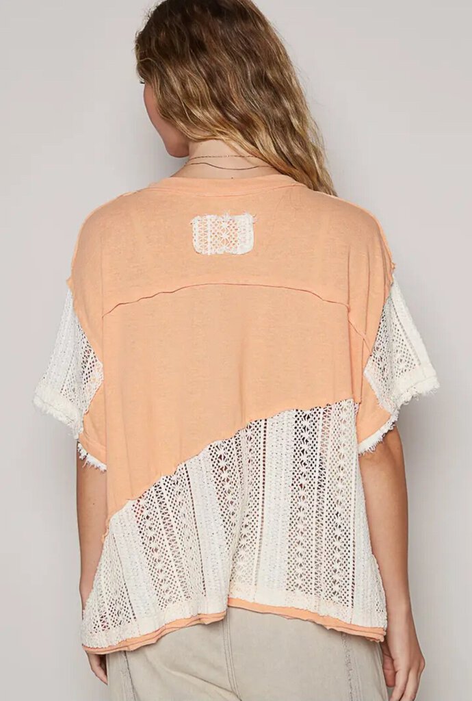 Round Neck Crochet Peace Sign Top