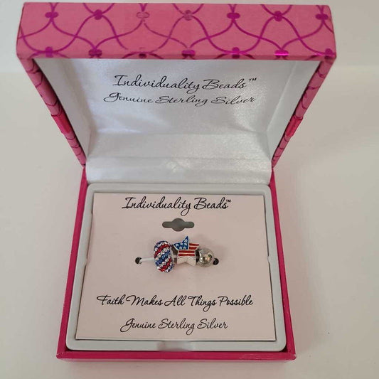 Patriotic 3Pc Sterling Silver Beads