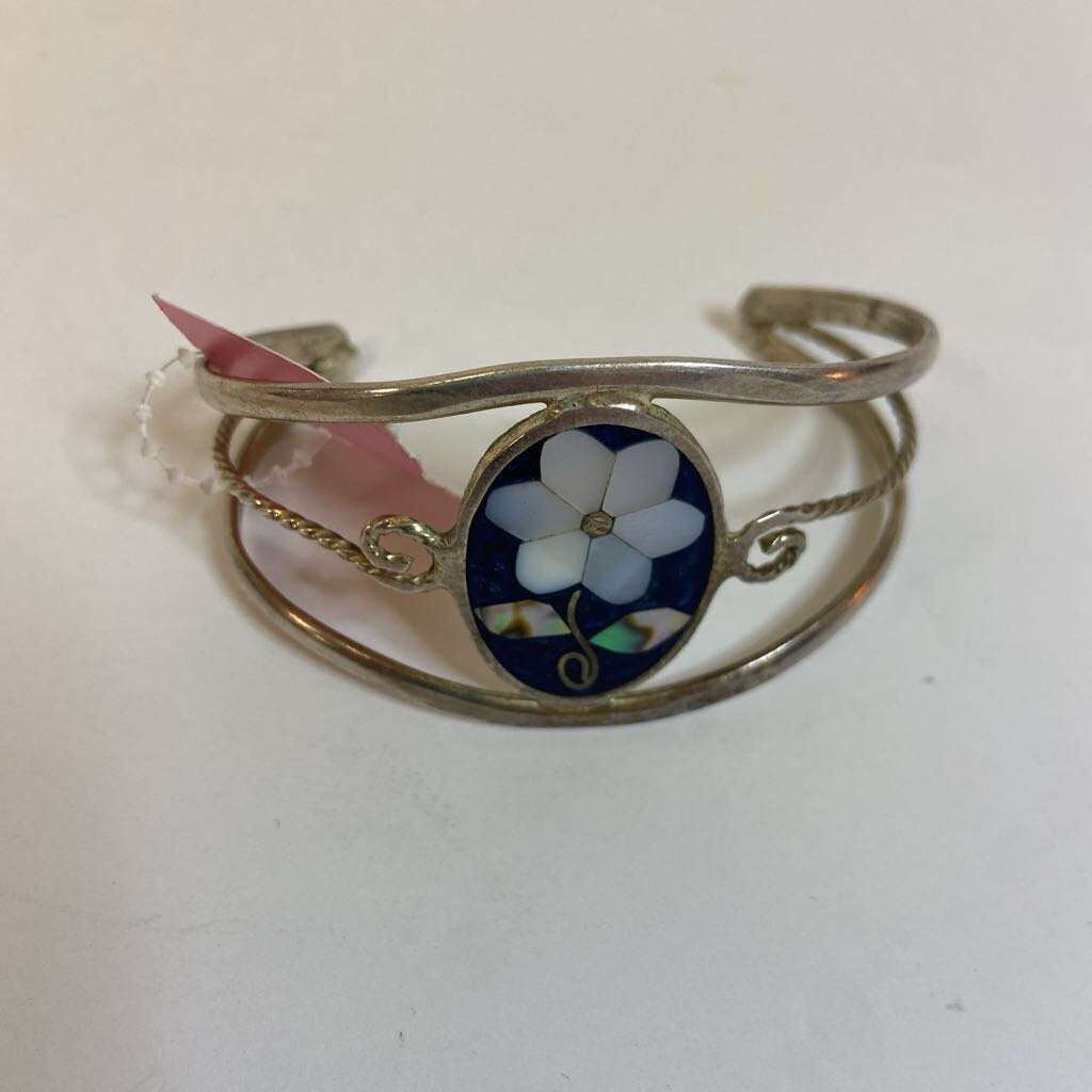 Flower Inset Cuff Bracelet