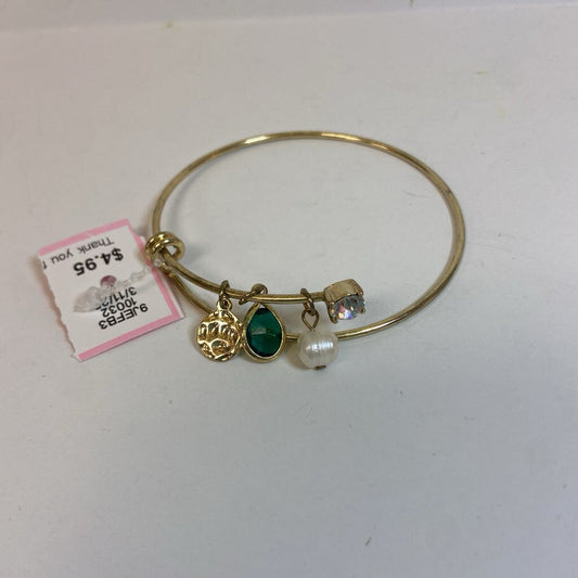 Charm Bangle Bracelet w/CZ Stone