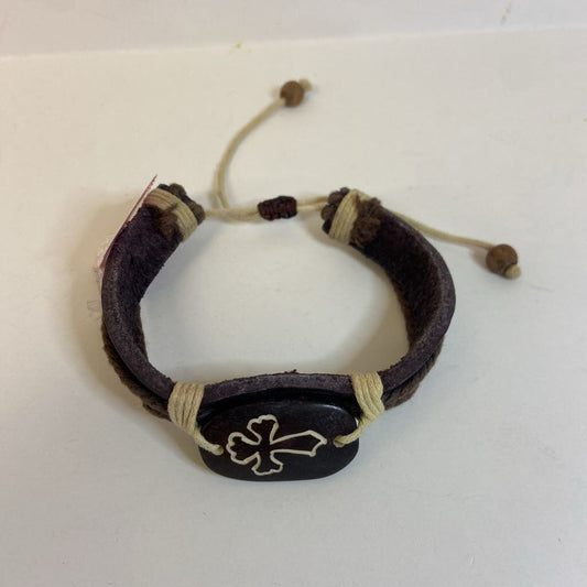 Leather/Bead Cross Bracelet