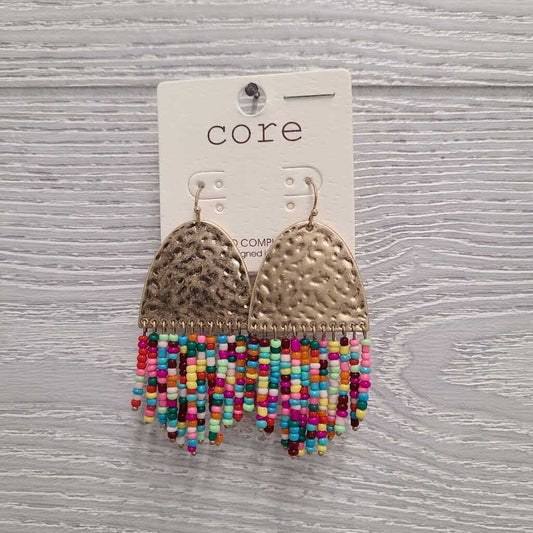 Hammered Bead Dangle Earrings