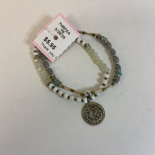 2pc Bead and Metal Disc Bracelet Set