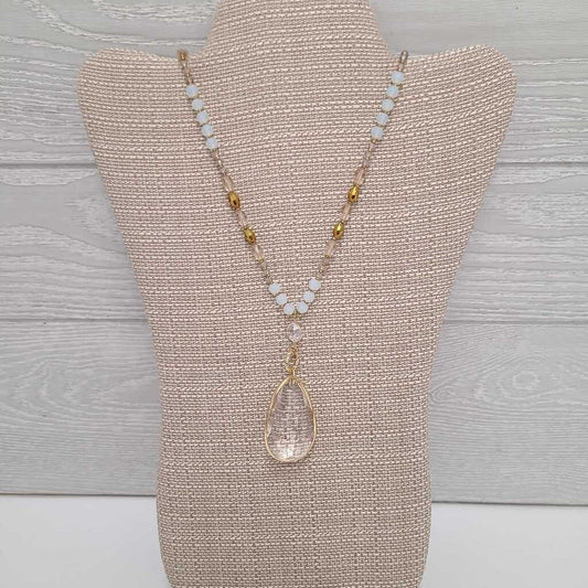 Large Teardrop Crystal/Bead Necklace