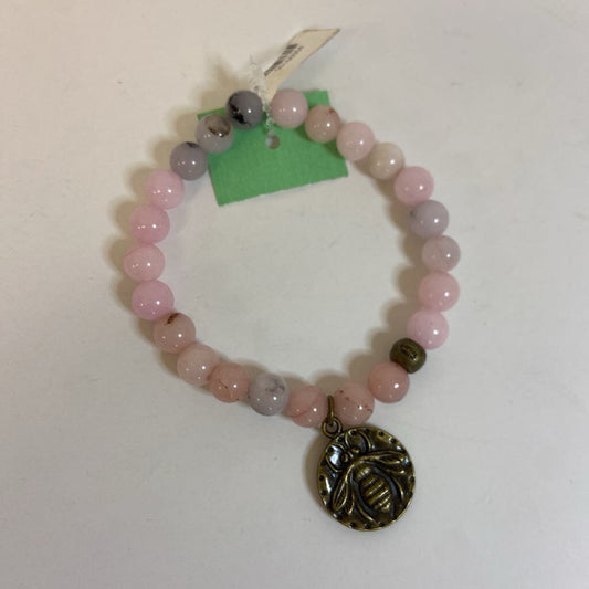 Glass Bead Stretch Bracelet w/Bee Charm
