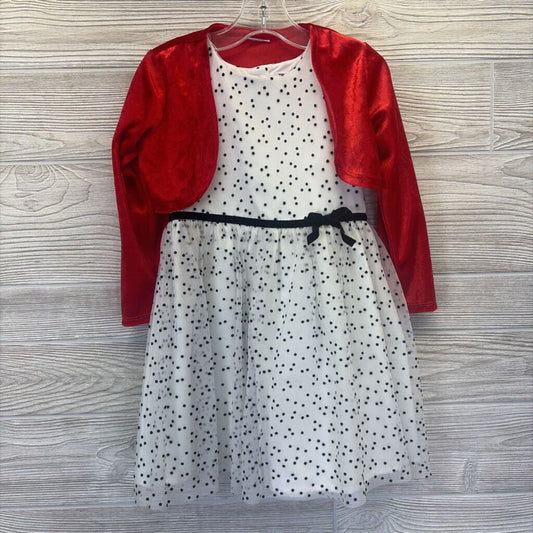 Girls Dotted Dress & Velvet Jacket