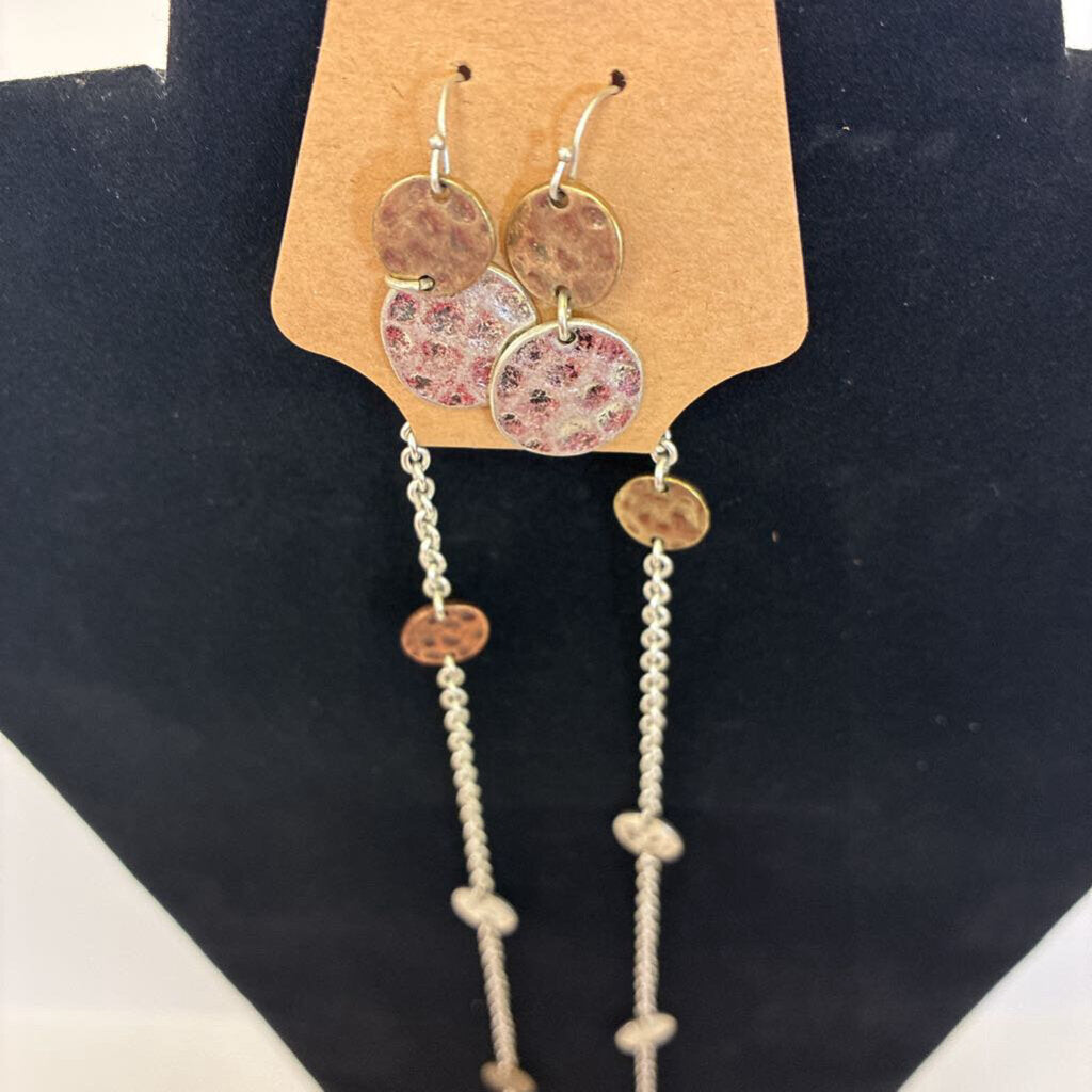 Small Disc Link Necklace/ER Set