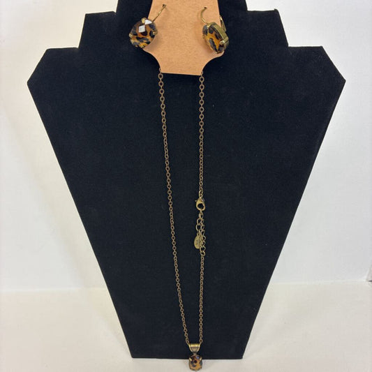 Leopard Stone Necklace/ER Set