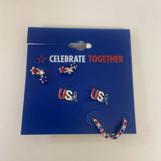 3pk Patriotic Earrings