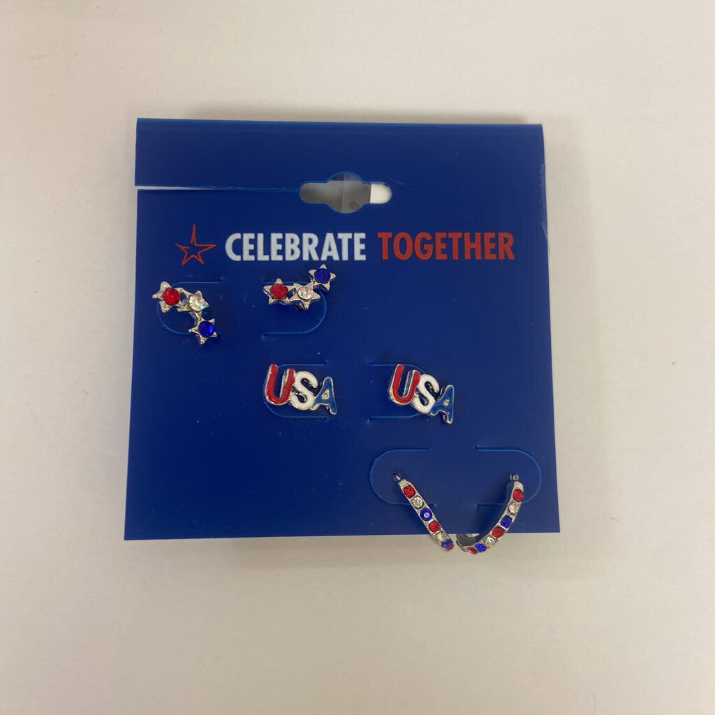 3pk Patriotic Earrings