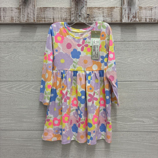 Girls Flower Print Ribbed Dress *NEW*