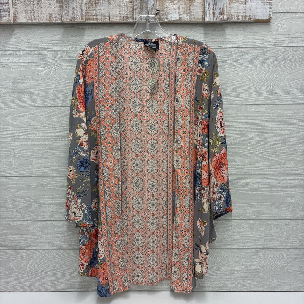 Womens Mid-Length Floral Kimono