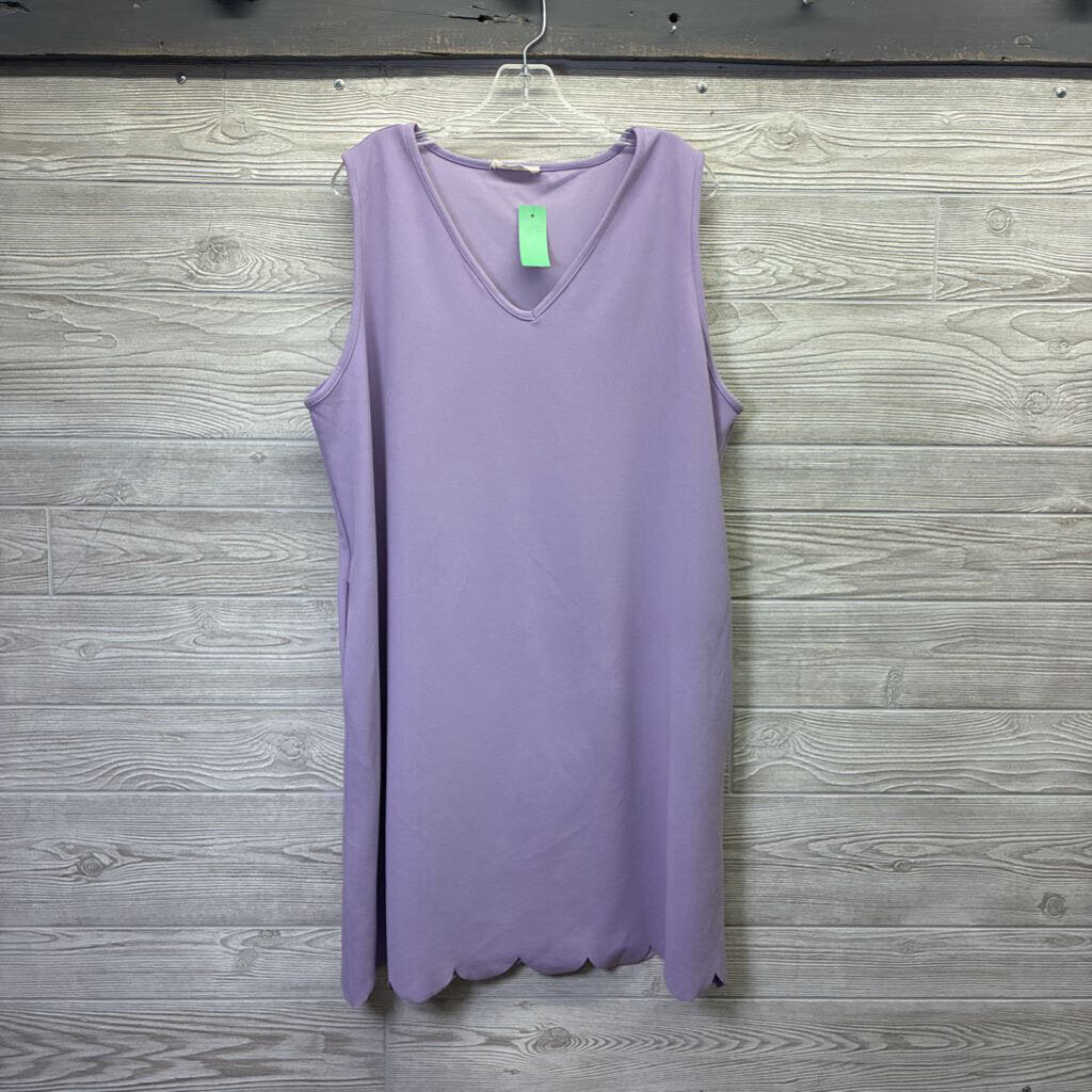Womens Sleeveless Scalloped Hem Dress