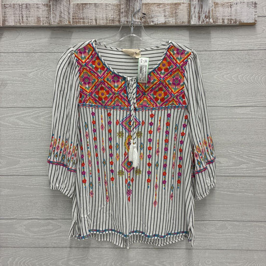 Womens Embroidered 3/4 Sleeve Shirt