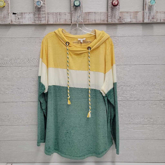 Womens Colorblock L/S Hooded Shirt