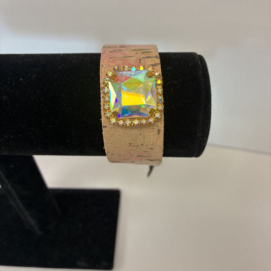 Leather/Cork Bracelet w/Gem
