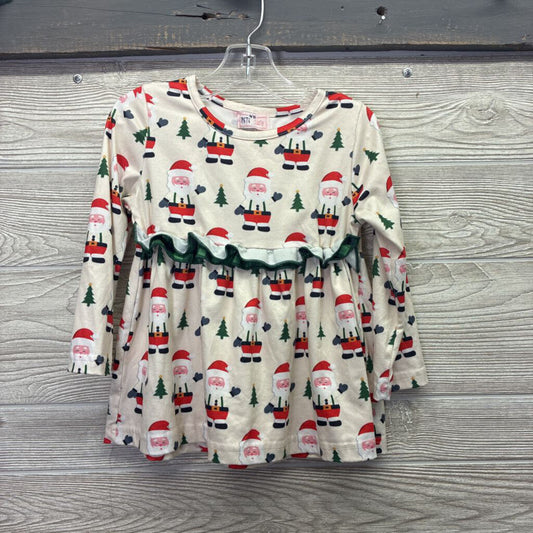 Girls Santa L/S Ruffle Shirt
