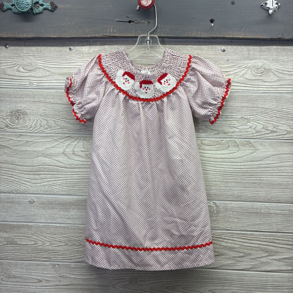 Girls Smocked Santa Dress