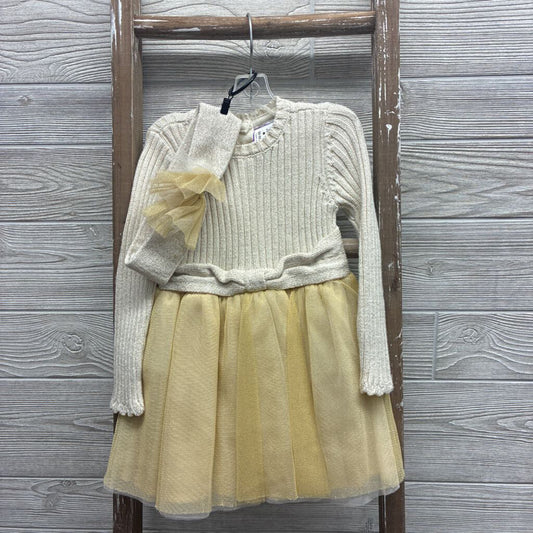 Girls Sweater Dress with Tulle Skirt & Bow