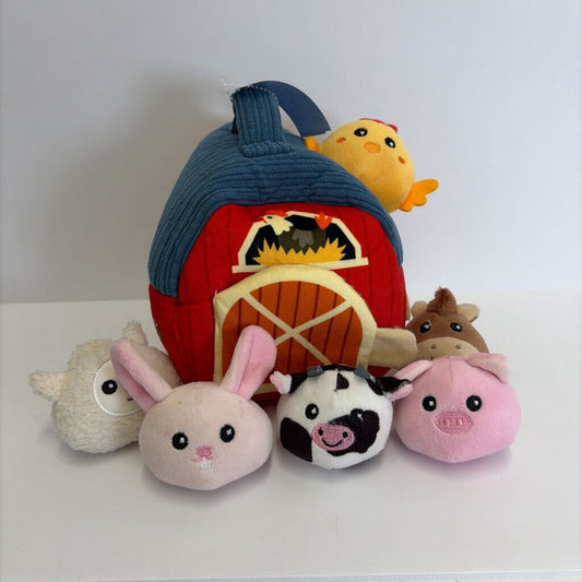 Plush Barnyeard Animals & Barn Set